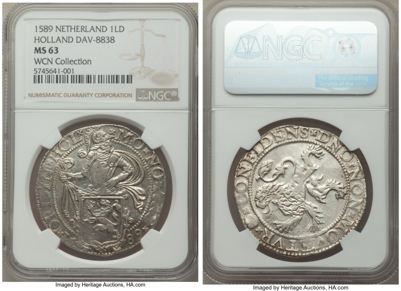 Holland. Provincial Lion Daalder 1589 MS63 NGC, Dav-8838, Delm-831. A sublime gr...