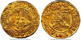 Kampen. City gold Imitative Ducat ND (1590-1593) AU55 NGC, Kampen mint, Fr-150, Delm-1101. 3.38gm. Imitative issue of the Spanish gold Excelente featu...
