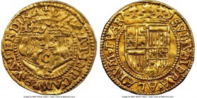 Kampen. City gold Imitative Ducat ND (1590-1593) AU53 NGC, Kampen mint, Fr-150, Delm-1101. 3.36gm. Imitative issue of the Spanish gold Excelente featu...
