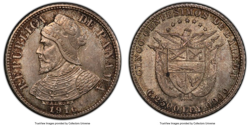 Republic 5 Centesimos 1916 MS65 PCGS, KM2. Lowest mintage of two year type. Gray...