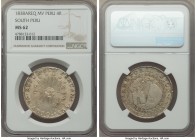 South Peru. Republic 4 Reales 1838 AREQ-MV MS62 NGC, Arequipa mint, KM172. A much better mint for the type than the more common Cuzco issues, particul...