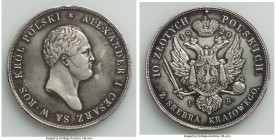 Alexander I of Russia 10 Zlotych 1820-IB XF (Cleaned, Mount Removed, Edge Engraved), Warsaw mint, KM-C101.1, Dav-248, Bit-819 (R). 39mm. 30.90gm. Mint...