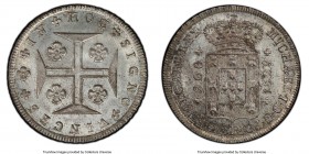 Miguel 200 Reis 1829 MS65 PCGS, KM392. The scarcer date of this only two-year type from this short-reigning Portuguese monarch, made all the more desi...