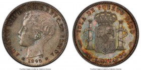 Spanish Colony. Alfonso XIII 20 Centavos 1895-PGV MS62 PCGS, Madrid mint, KM22. A coin free of serious visual detractions, struck from lightly polishe...