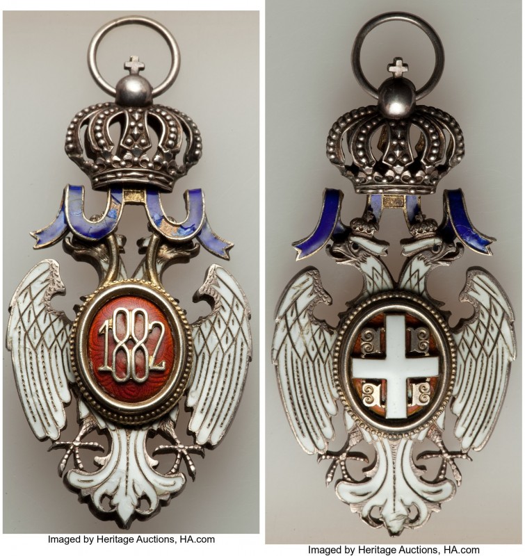 Milan I Order of the White Eagle Third Class Commander Neck Badge ND (1883-1903)...