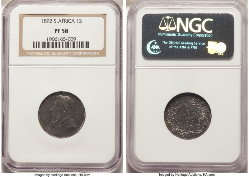 Republic Proof Shilling 1892 PR58 NGC, KM5 (40-50 pieces known), Hern-Z17 (estim...