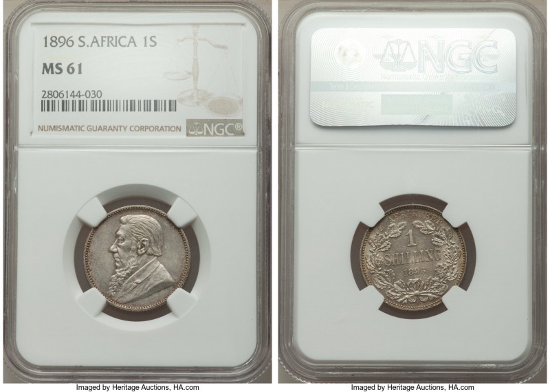 Republic Shilling 1896 MS61 NGC, Pretoria mint, KM5. An extremely attractive spe...