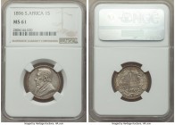Republic Shilling 1896 MS61 NGC, Pretoria mint, KM5. An extremely attractive specimen lightly tinged with peach and sky-blue tone. A considerable cond...