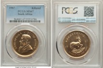 Republic gold Krugerrand (1 oz) 1967 MS67 PCGS, KM73, Fr-13. The first year of issue for this widely recognized series. AGW 1.0003 oz. 

HID09801242...