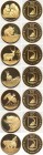 Republic 24-Piece Uncertified gilt-silver Proof "50th Anniversary of the Wildlife Society of Southern Africa" Medallion Set 1976-1978, Includes 24 dif...