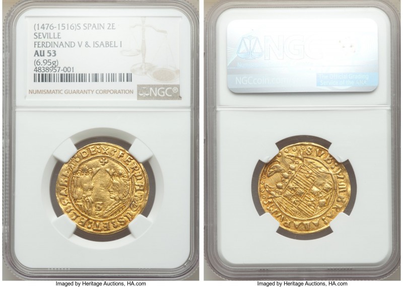 Ferdinand & Isabella (1474-1504) gold 2 Excelentes ND (from 1497)-S AU53 NGC, Se...