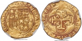 Charles & Johanna gold Escudo ND (1516-1556)-S AU58 NGC, Seville mint, Fr-153, Cal-57. 3.24gm. Displaying a nearly as-struck sharpness up to the highe...