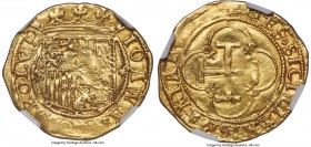 Charles & Johanna gold Escudo ND (1516-1556)-S AU53 NGC, Seville mint, Fr-153, Cal-57. 3.32gm. A sheen of golden luster marks the quality of this gold...