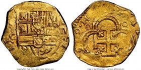 Philip III gold Cob 2 Escudos 1619-G MS63 NGC, Seville mint, Fr-189, Cal-48. 6.75gm. Some weakness to the strike (as is obviously typical for this Cob...
