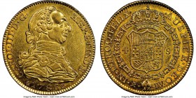 Charles III gold 4 Escudos 1786 M-DV AU55 NGC, Madrid mint, KM418.1a. A desirable piece, uniformly pale-yellow and maintaining much mint luster. From ...