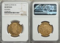 Ferdinand VII gold 4 Escudos 1820 M-GJ AU Details (Cleaned) NGC, Madrid mint, KM484. Sharply executed in the peripheral features with wispy hairlines ...