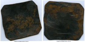 Karl XII Counterstamped Revalued Plate Money 3/4 Daler 1718 About VF (Graffiti), Avesta mint (counterstamped at Stockholm), KM-Unl. (cf. KM-PM32 for h...