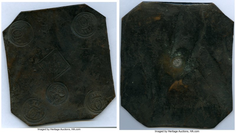Karl XII Counterstamped Regulated Plate Money 1-1/2 Daler 1718 AU (Reverse Disco...