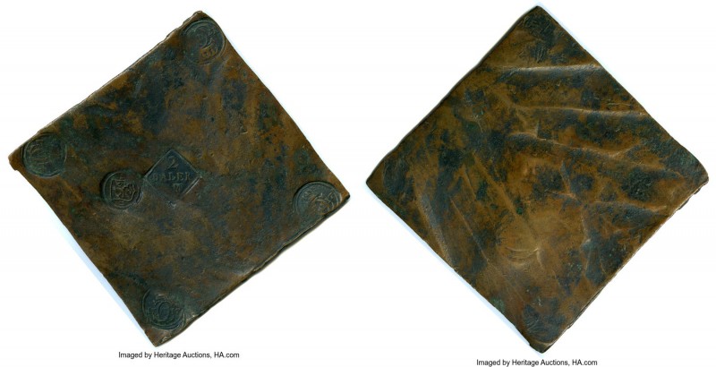 Karl XII Counterstamped Revalued Plate Money 3 Daler 1718 Good XF, Avesta mint (...