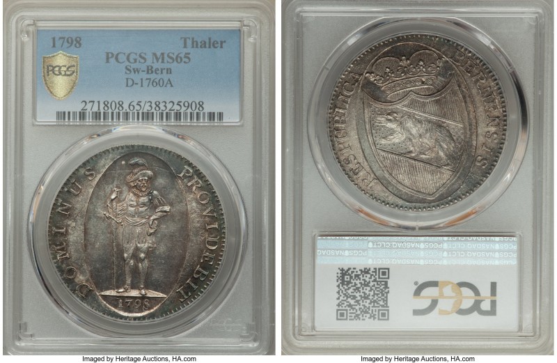 Bern. City Taler 1798 MS65 PCGS, KM164, Dav-1760A. A lovely selection displaying...