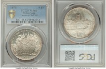 Confederation "Lausanne Shooting Festival" 5 Francs 1876 MS66 PCGS, KM-XS13, Richter-1560. A brilliant and icy shooting festival issue displaying brig...