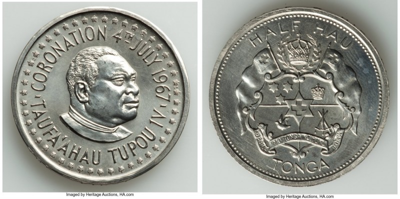 Taufa'ahau IV palladium 1/2 Hau 1967 UNC, KM23. Mintage: 1,650. 35mm. 32.65gm. E...