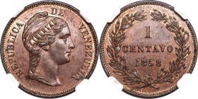 Republic Centavo 1858-HEATON MS63 Brown NGC, Heaton mint, KM-Y7. Variety with "LIBERTAD" in relief. Wholesome walnut surfaces.

HID09801242017

© ...
