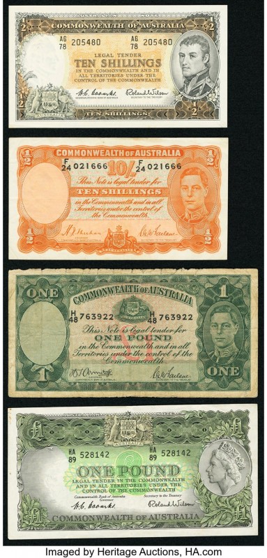 Australia Commonwealth of Australia 10 Shillings ND (1939) Pick 25a; 1 Pound ND ...