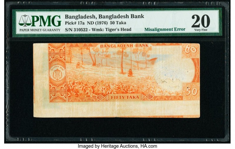 Bangladesh Bangladesh Bank 50 Taka ND (1976) Pick 17a Misalignment Error PMG Ver...