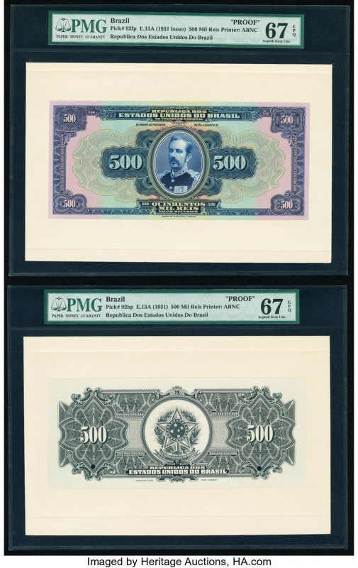 Brazil Thesouro Nacional 500 Mil Reis ND(1931) Pick 92fp; 92bp Front and Back Pr...