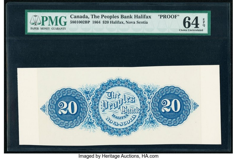 Canada Halifax, NS- People's Bank of Halifax $20 25.5.1864 Pick S1290p Ch.# 580-...