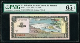 El Salvador Banco Central de Reserva de El Salvador 1 Colon 3.6.1982 Pick 133Aa PMG Gem Uncirculated 65 EPQ. 

HID09801242017

© 2020 Heritage Auction...