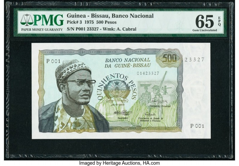 Guinea-Bissau Banco Nacional da Guine-Bissau 500 Pesos 24.9.1975 Pick 3 PMG Gem ...