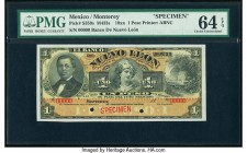 Mexico Banco de Nuevo Leon 1 Peso ND (1892-1914) Pick S359s M433s Specimen PMG Choice Uncirculated 64 EPQ. Two POCs.

HID09801242017

© 2020 Heritage ...
