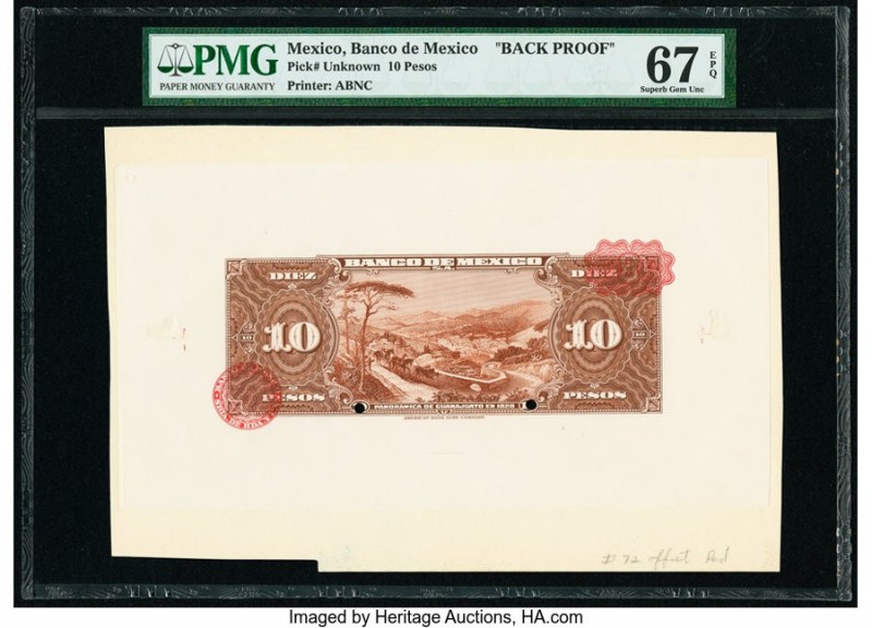 Mexico Banco de Mexico 10 Pesos ND Pick UNL Back Proof PMG Superb Gem Unc 67 EPQ...