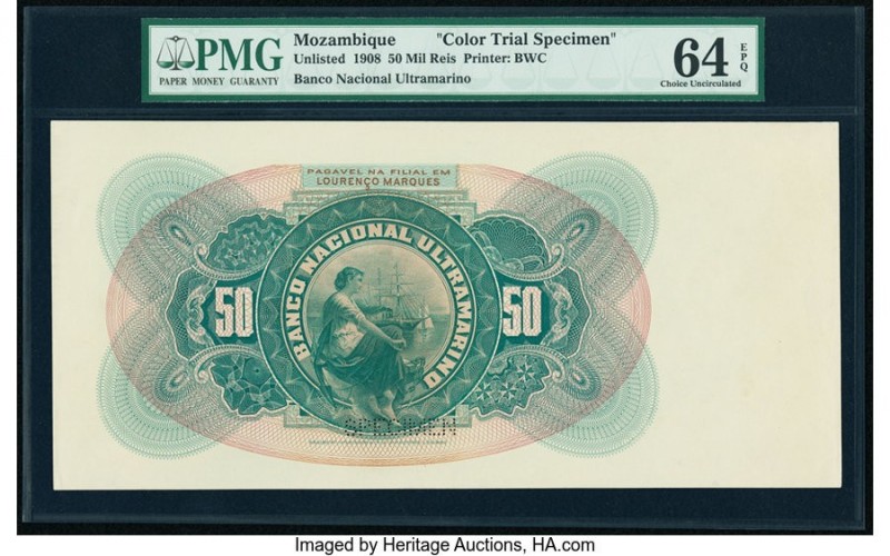 Mozambique Banco Nacional Ultramarino 50 Mil Reis 1908 Pick UNL Color Trial Spec...