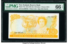 New Zealand Reserve Bank of New Zealand 50 Dollars ND (1981-85) Pick 174a PMG Gem Uncirculated 66 EPQ. Low serial number 745.

HID09801242017

© 2020 ...