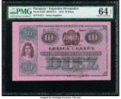 Paraguay Argentine Occupation 10 Pesos 1870 Pick S185 PMG Choice Uncirculated 64 EPQ. 

HID09801242017

© 2020 Heritage Auctions | All Rights Reserved...