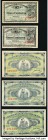Peru Certificado de Deposito De Oro Issue 5; 5; 5; 50 50 Centavos 1917 Pick 29 (2); 30 (3) Five Examples Fine-Very Fine or Better. One 5 Centavo note ...