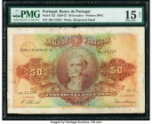 Portugal Banco de Portugal 50 Escudos 31.8.1920 Pick 123 PMG Choice Fine 15 Net. A large format, scarce example with only five graded in the PMG Popul...