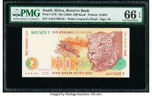 South Africa Republic of South Africa 200 Rand ND (1999) Pick 127b PMG Gem Uncirculated 66 EPQ. First prefix AA is seen on this example. 

HID09801242...