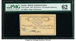 Sudan Siege of Khartoum 20 Piastres 1884 Pick S104b PMG Uncirculated 62. Stamp ink, annotations.

HID09801242017

© 2020 Heritage Auctions | All Right...