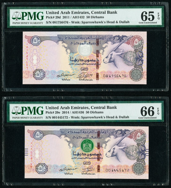 United Arab Emirates Central Bank 50 Dirhams 2014 / AH1436; 2011 / AH1432 Pick 2...