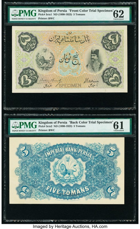 Iran Kingdom of Persia, Imperial Bank 5 Tomans ND (1890-1923) Pick 3cts Front an...