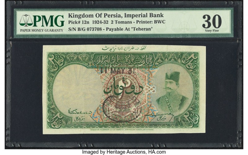 Iran Kingdom of Persia, Imperial Bank 2 Tomans 11.5.1931 Pick 12n Teheran PMG Ve...