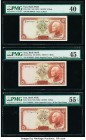 Iran Bank Melli Group 5 Rials Group Lot of Six Notes PMG Graded. 5 Rials ND (1937) / AH1316 Pick 32a PMG Extremely Fine 40, tape repair; 5 Rials ND (1...