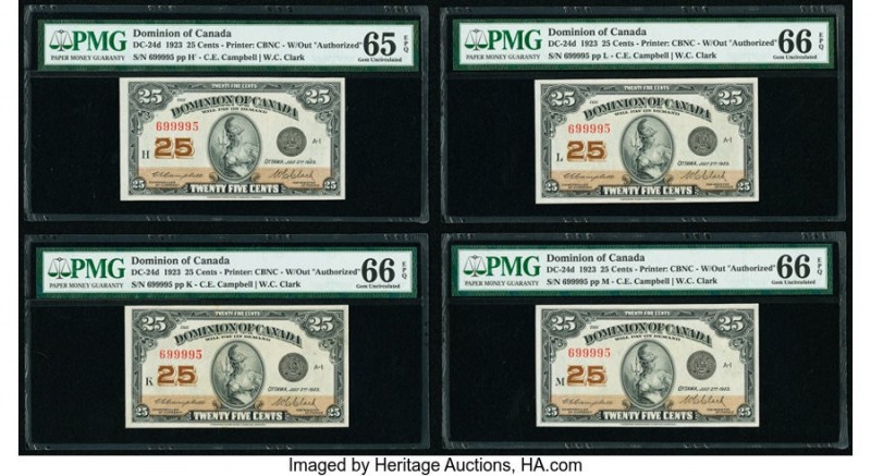 Matching Serial Number Set Canada Dominion of Canada 25 Cents 2.7.1923 Pick 11c ...