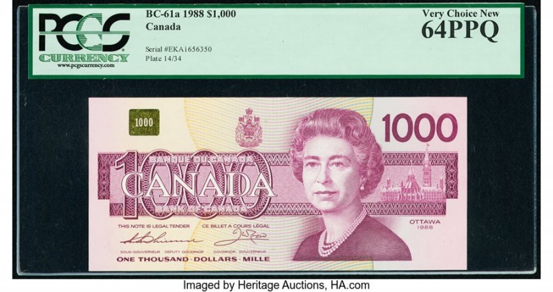 Canada Bank of Canada $1000 1988 Pick 100a BC-61a PCGS Very Choice New 64PPQ. An...