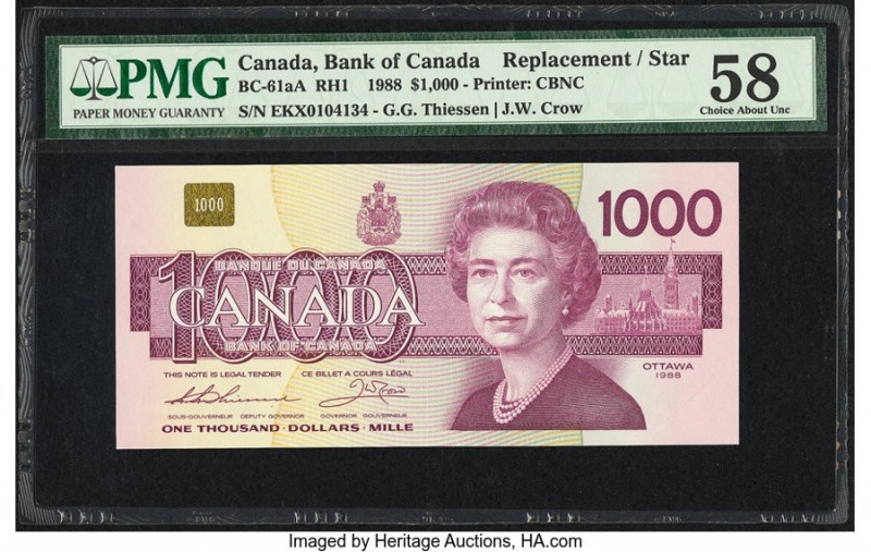 Canada Bank of Canada $1000 1988 Pick 100a BC-61aA Replacement PMG Choice About ...