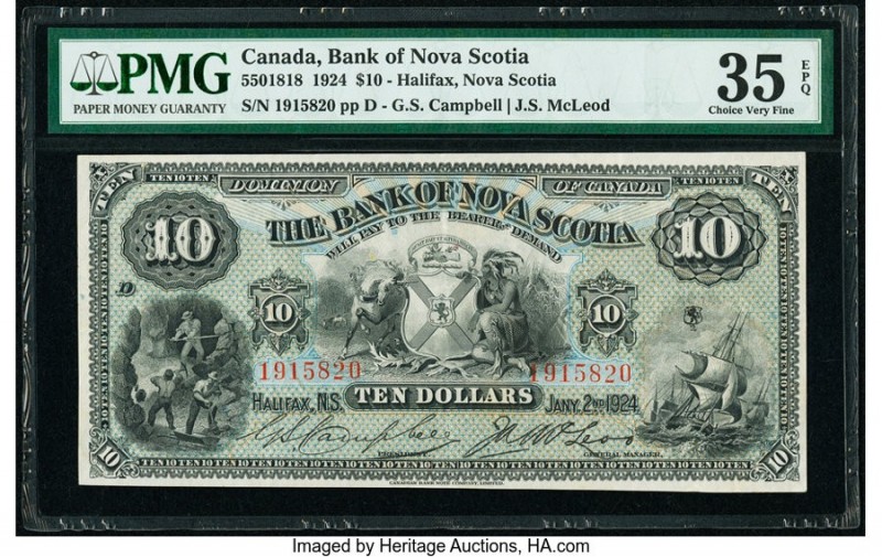 Canada Halifax, NS- Bank of Nova Scotia $10 2.1.1924 Pick S623e Ch.# 550-18-18 P...